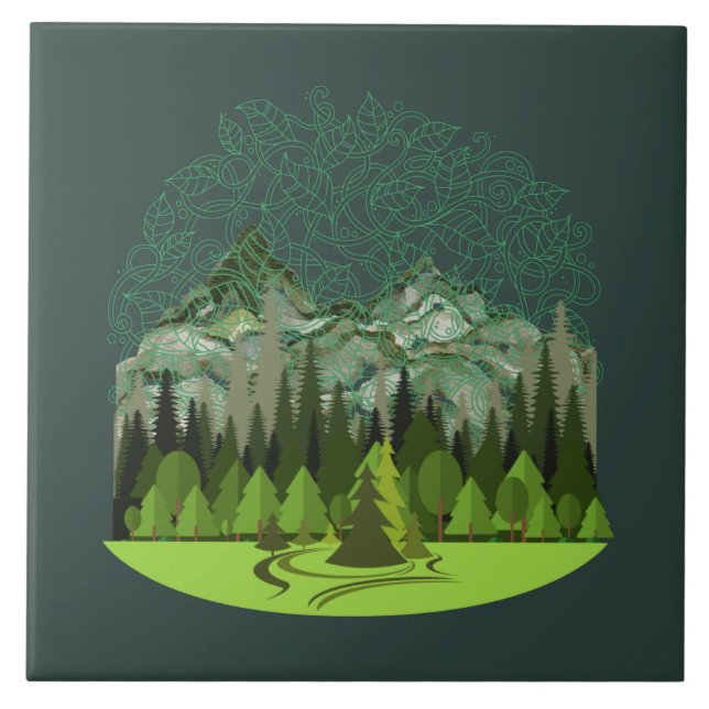 Forest, Wood, Nature Ceramic Tile (Front)