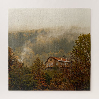 Forest Wooden House: Tranquil Scene Jigsaw Puzzle