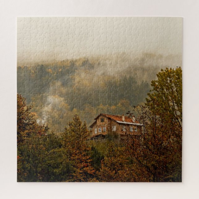 Forest Wooden House: Tranquil Scene Jigsaw Puzzle (Vertical)