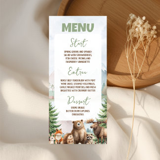 Forest Woodland Adventure Awaits Menu 4x9
