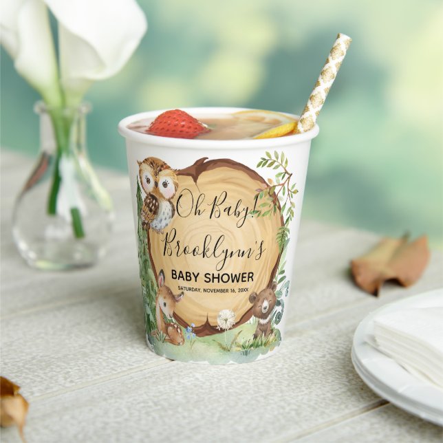 Forest Woodland Animal Baby Shower  Paper Cups (Insitu)