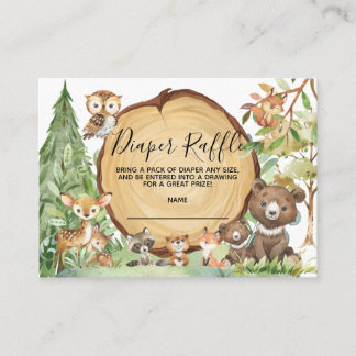 Forest Woodland Animal Diaper raffle Baby Shower Enclosure Card