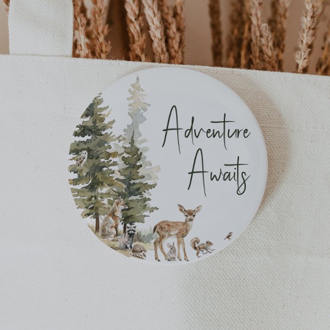 Forest Woodland Animals Adventure Awaits 6 Cm Round Badge (Creator Uploaded)