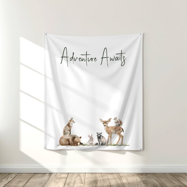 Forest Woodland Animals Adventure Awaits Backdrop Tapestry (Creator Uploaded)