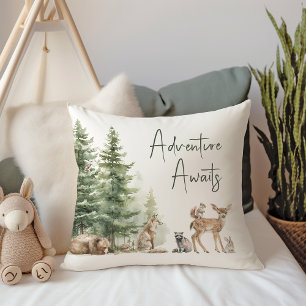 Forest Woodland Animals Adventure Awaits Cushion