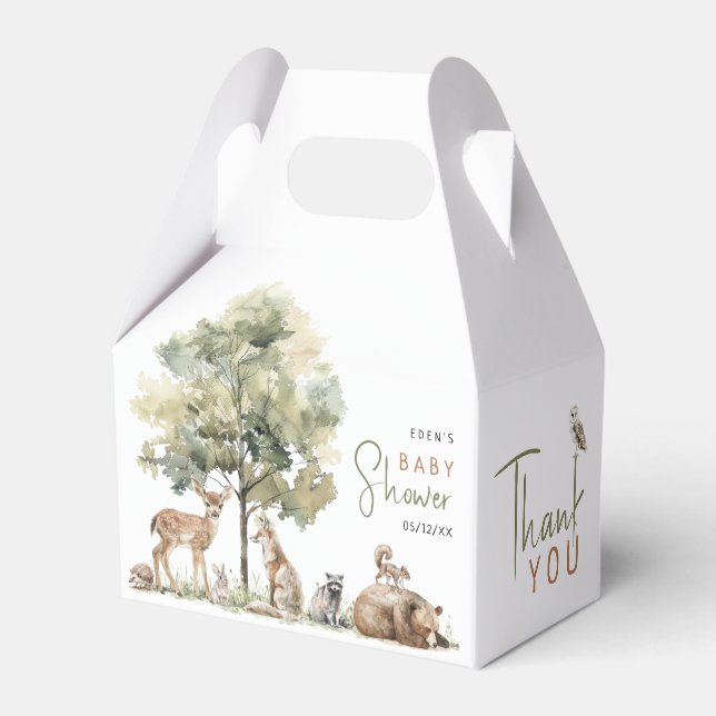Forest Woodland Animals Adventure Baby Shower  Favour Box (Front Side)