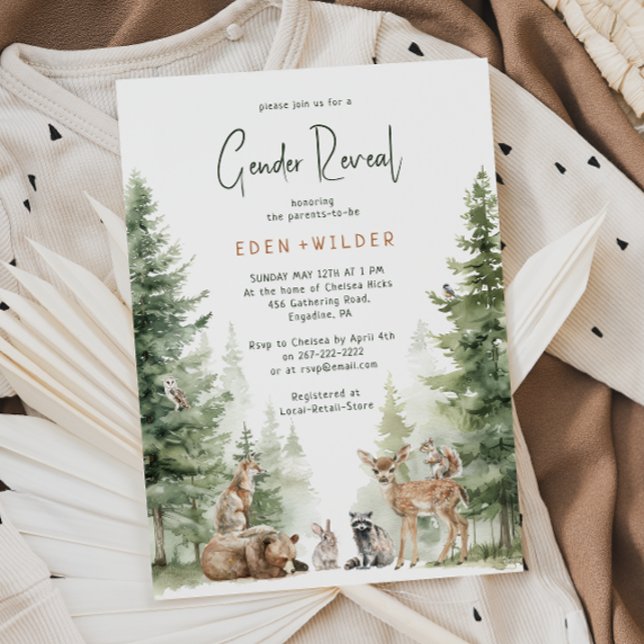 Forest Woodland Animals Baby Gender Reveal  Invitation (Creator Uploaded)