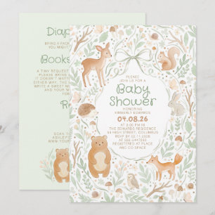 Forest Woodland Animals Baby Shower All in One Invitation