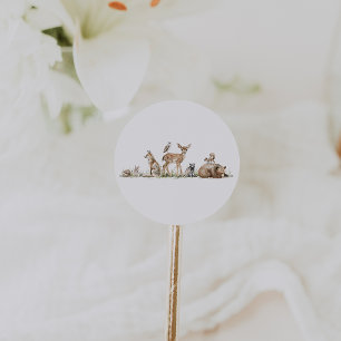 Forest Woodland Animals Baby Shower Favour Classic Round Sticker