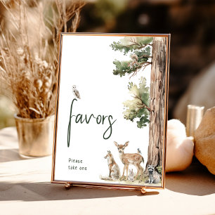 Forest Woodland Animals Baby Shower Favours Sign
