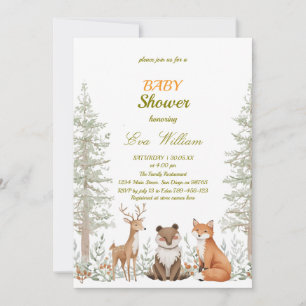 Forest Woodland Animals Baby Shower Invitation