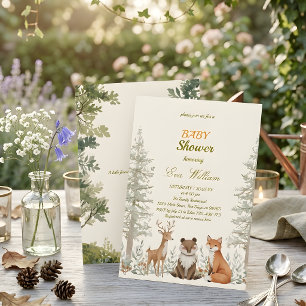 Forest Woodland Animals Baby Shower Invitation
