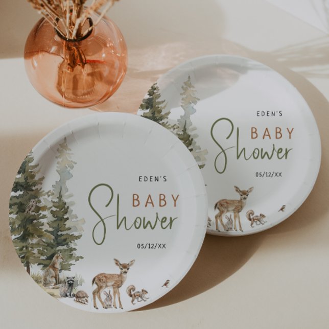 Forest Woodland Animals Baby Shower Paper Plate (Creator Uploaded)