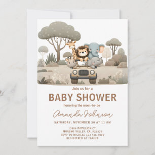 Forest Woodland Animals Boy Baby Shower Invitation