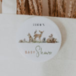 Forest Woodland Animals Cute Baby Shower Button<br><div class="desc">Introducing our forest woodland animals cute baby shower button – perfect for a cute and whimsical celebration! Featuring a modern watercolor forest theme with adorable creatures like a fox, brown bear, bunny, and deer, it's great for a gender-neutral shower. This bohemian design sets a sweet and simple scene with its...</div>