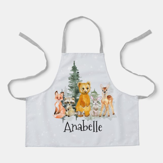 Forest Woodland Animals Deer Fox Bear Apron (Front)