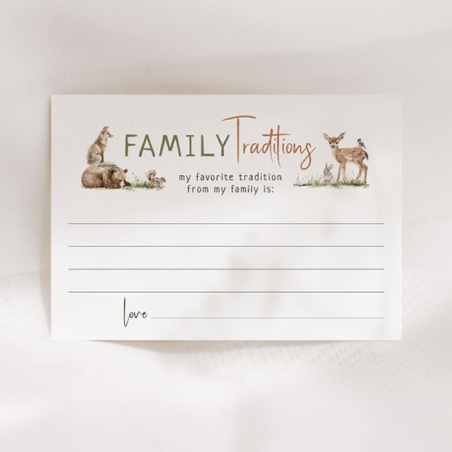 Forest Woodland Animals Family Traditions Card (Creator Uploaded)