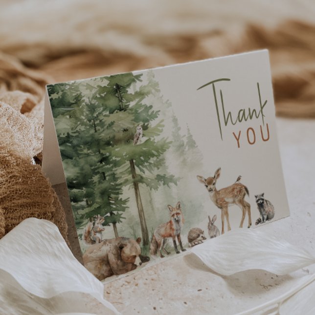 Forest Woodland Animals | Folded Birthday Thank You Card (Creator Uploaded)