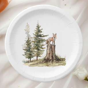 Forest Woodland Animals   Fox Baby Shower Paper Plate