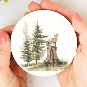 Forest Woodland Animals   Fox Baby Shower Round Paper Coaster