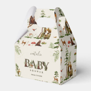Forest woodland animals greenery baby shower favour box