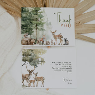 Forest Woodland Animals Horizontal Birthday Party  Thank You Card