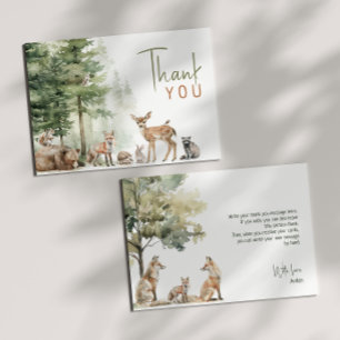 Forest Woodland Animals Horizontal Birthday Party  Thank You Card