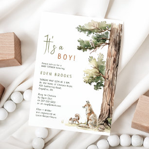 Forest Woodland Animals   Its A Boy! Baby Shower Invitation