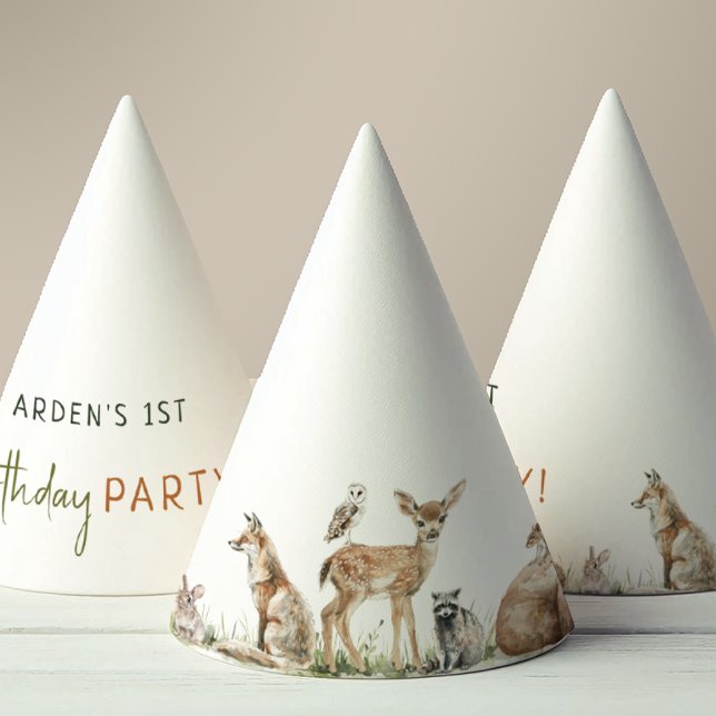 Forest Woodland Animals Kids Birthday Party Hat (Creator Uploaded)