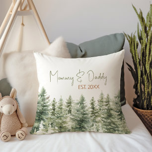Forest Woodland Animals Mummy & Daddy Est Cushion