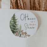 Forest Woodland Animals Oh Baby 6 Cm Round Badge<br><div class="desc">Introducing our forest woodland animals Oh baby button – perfect for a cute and whimsical celebration! Featuring a modern watercolor forest theme with adorable creatures like a fox, brown bear, bunny, and deer, it's great for a gender-neutral shower. This bohemian design sets a sweet and simple scene with its natural...</div>