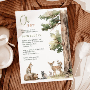 Forest Woodland Animals Oh Boy! Baby Shower Invitation