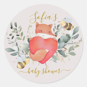 Forest Woodland Animals Rustic Boho Baby Shower Classic Round Sticker