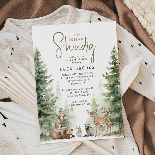 Forest Woodland Animals Tiny Friend Shindig Invitation (Creator Uploaded)