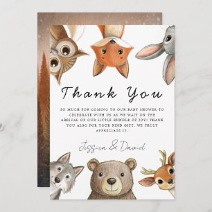 Forest Woodland Animals Travel Baby Shower Thank You Card