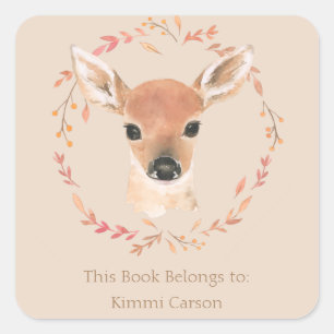 Forest Woodland Animals Watercolor Minimalistic Cl Square Sticker