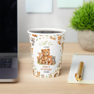 Forest Woodland Animals Wild One 1st Birthday Paper Cups