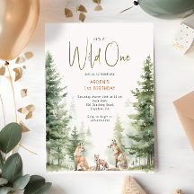 Forest Woodland Animals "Wild One" Kids Birthday