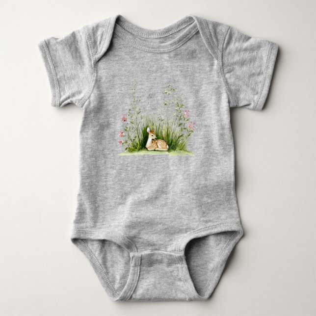 Forest Woodland Baby Deer  Baby Bodysuit (Front)