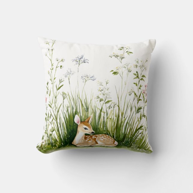 Forest Woodland Baby Deer  Cushion (Front)