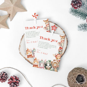 Forest Woodland Baby It's Cold Outside Baby Shower Thank You Card