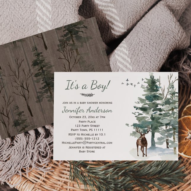 Forest Woodland Country Deer Boy Baby Shower Invitation (Creator Uploaded)