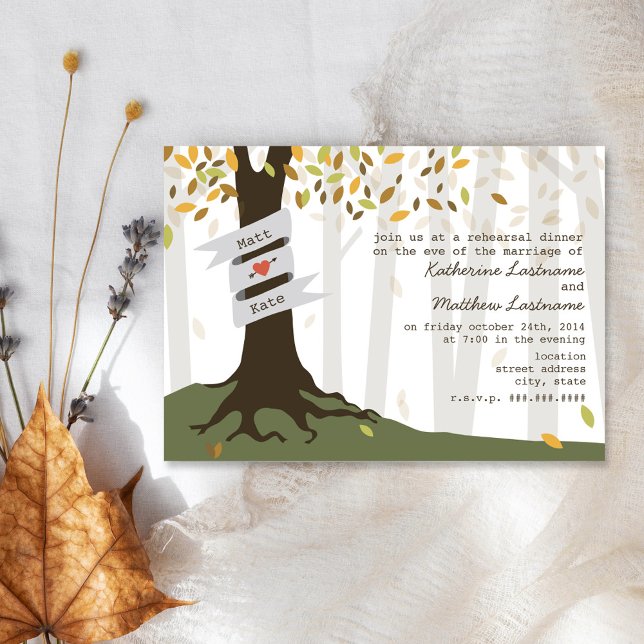 Forest / Woodland Fall Autumn Rehearsal Dinner Invitation (Creator Uploaded)