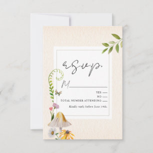 Forest Woodland Floral Mushroom Wedding RSVP