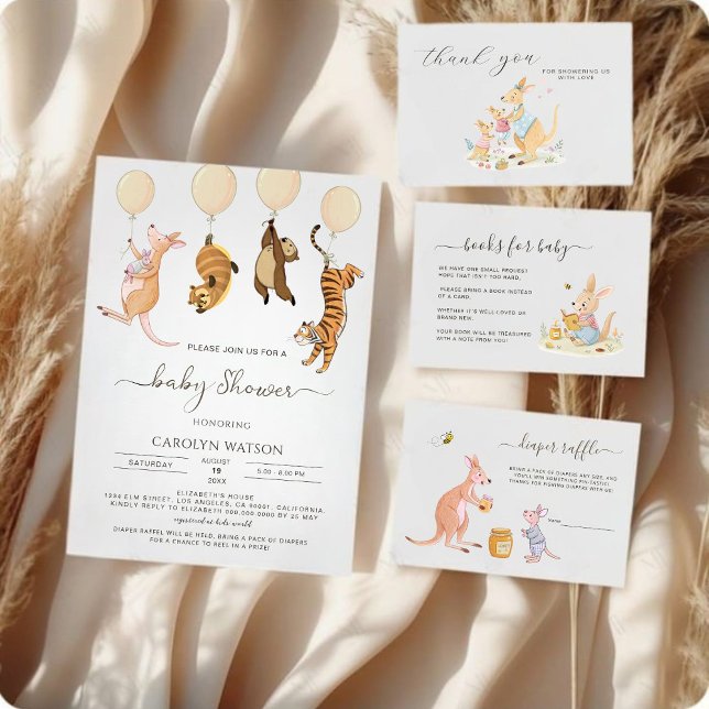 Forest Woodland Kangaroo Baby Shower Diaper Raffle Enclosure Card (Creator Uploaded)