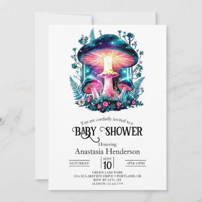 Forest Woodland Mushroom Baby Shower Invitation (Front)
