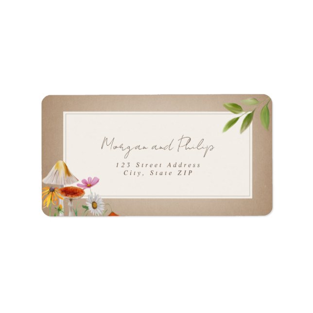 Forest Woodland Mushroom Cardstock Wedding Label (Front)