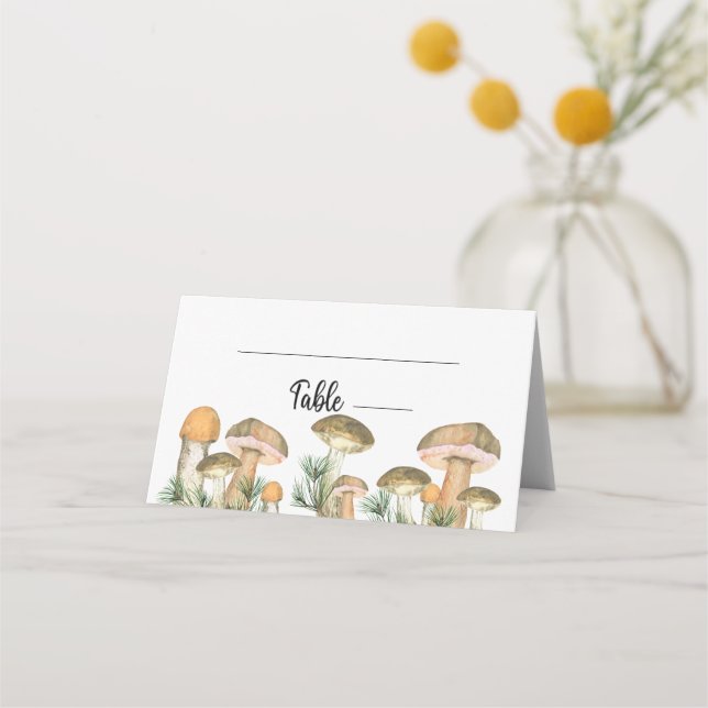 Forest woodland mushrooms place card (Front)