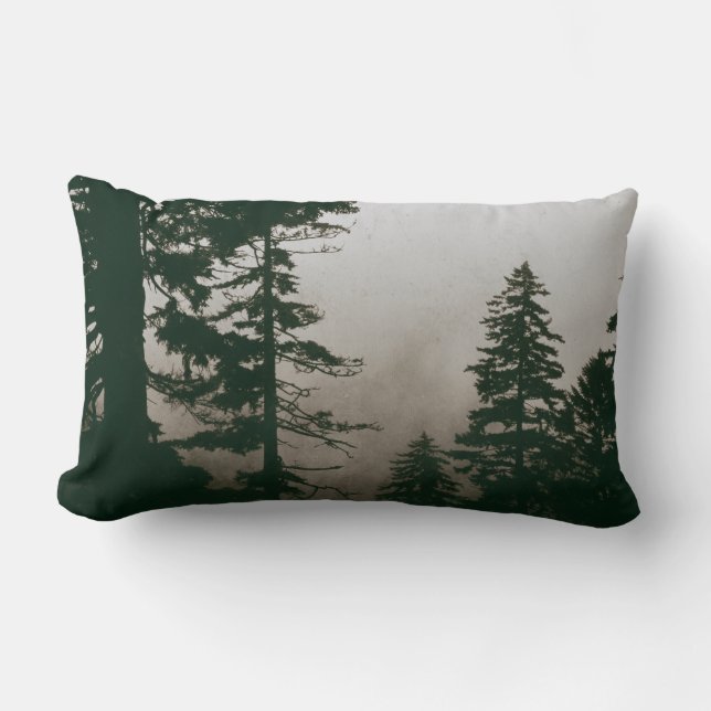 Forest Woodland Pine Tree Landscape Scene Lumbar Cushion (Front)