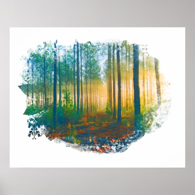 " Forest Woods Rustic Woodland Artsy Poster (Front)